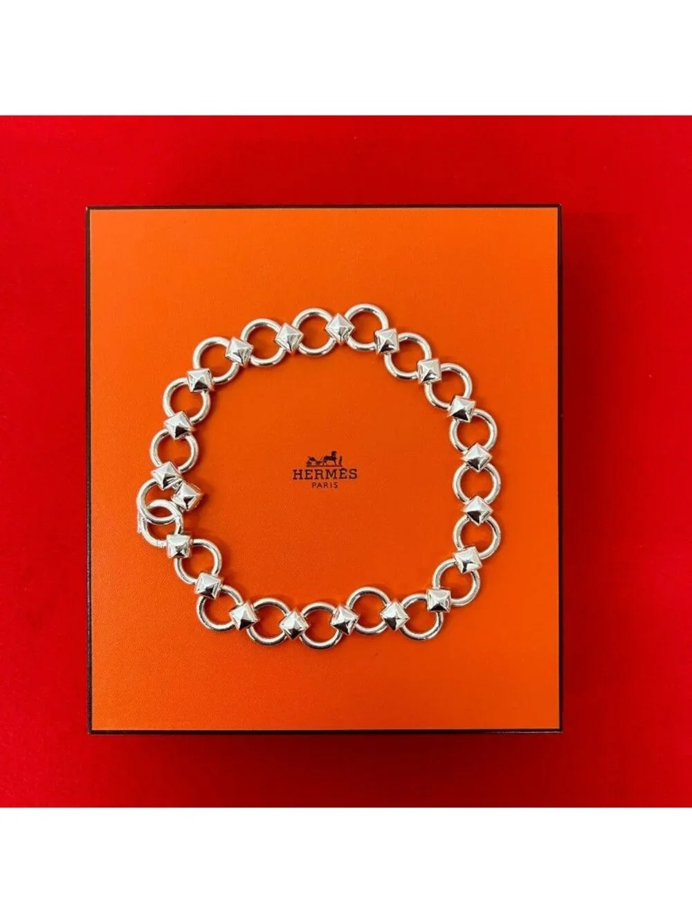 Hermes Lancelot 925 Sterling Silver Chain Necklace Choker
